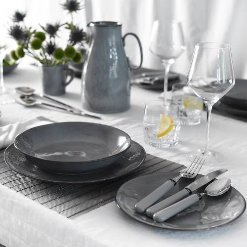 Malmo Charcoal Mixed Dinner Set with Pasta Bowls