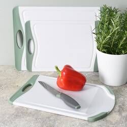 Secondary image for image of Non-Slip Chopping Board Set 3 Piece Sage