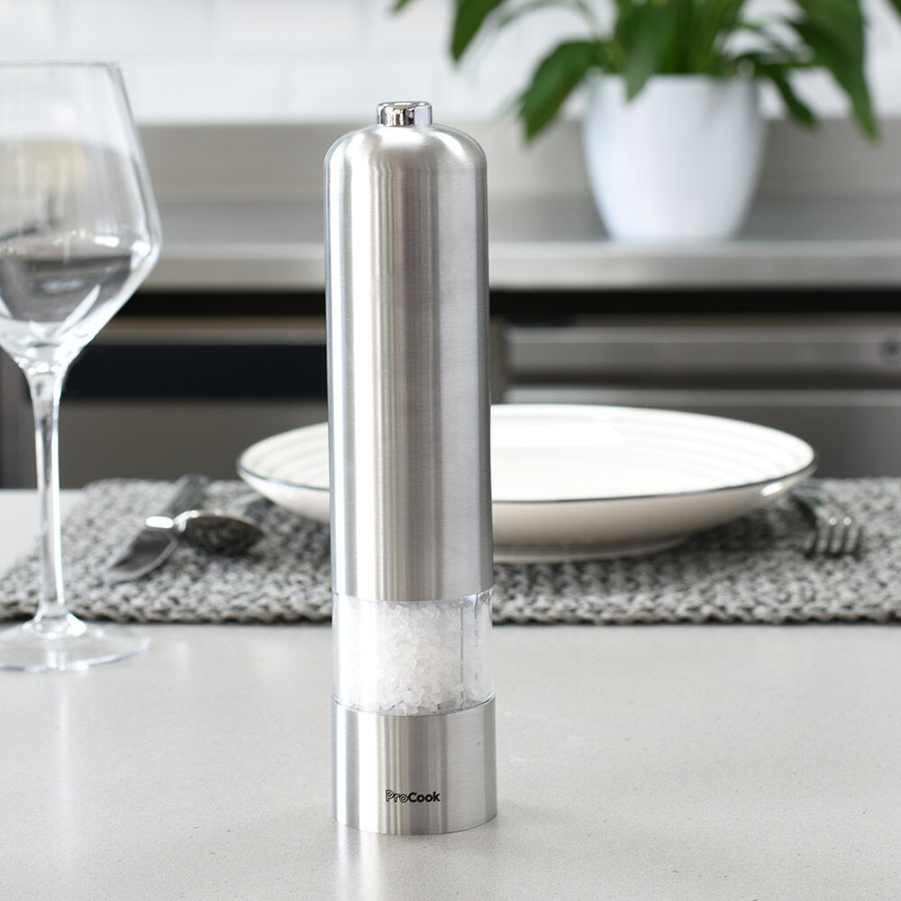 ProCook Electric Salt or Pepper Mill Stainless Steel 22cm