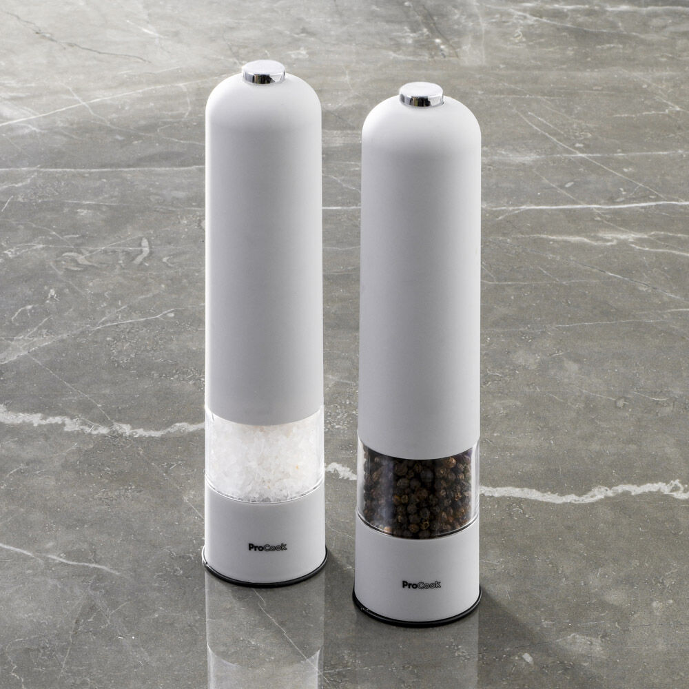 Premium Electric Salt and Pepper Mill Set Stainless Steel & Black 21cm