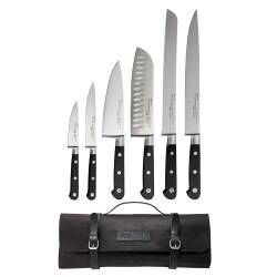 Professional X50 Chef Knife Set - 6 Piece and Leather Knife Case