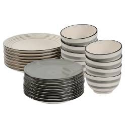 Coastal Grey Stoneware Dinner Set with Cereal Bowls - Two x 12 Piece - 8 Settings