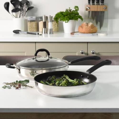 Gourmet Stainless Steel Saute and Frying Pan Set