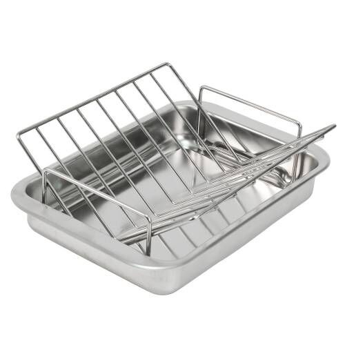 Stainless Steel Roasting Tin with Small V-Shape Rack