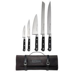 Professional X50 Chef Knife Set - 5 Piece and Leather Knife Case