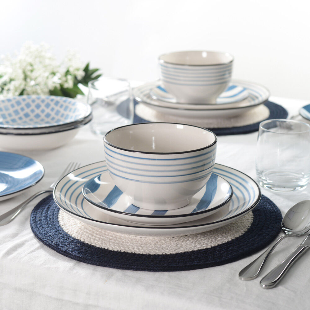 Dartmouth Stoneware Dinner Set with Cereal Bowls 12 Piece - 4 Settings