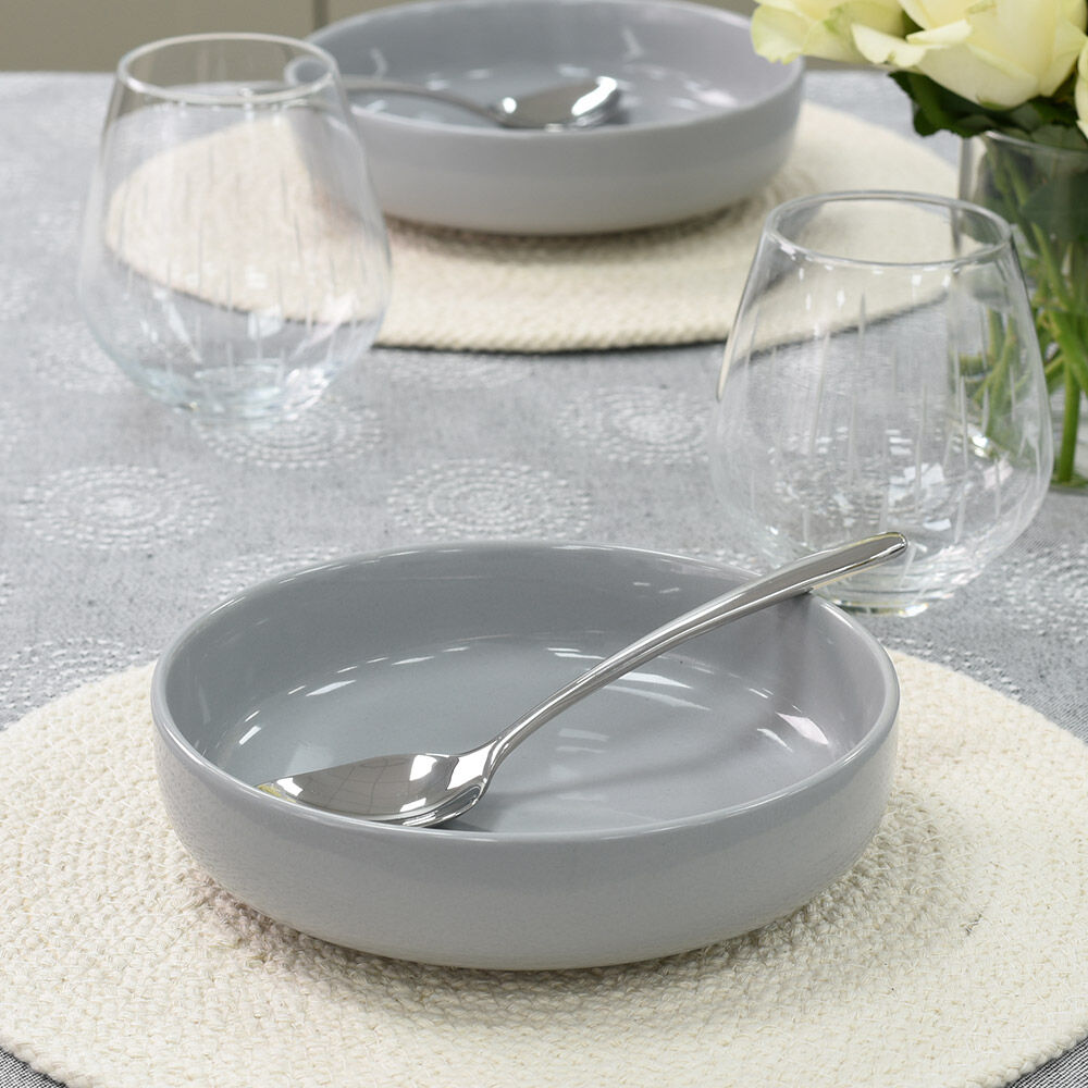 Stockholm Grey Stoneware Pasta Bowl Set of 4 - 18.5cm