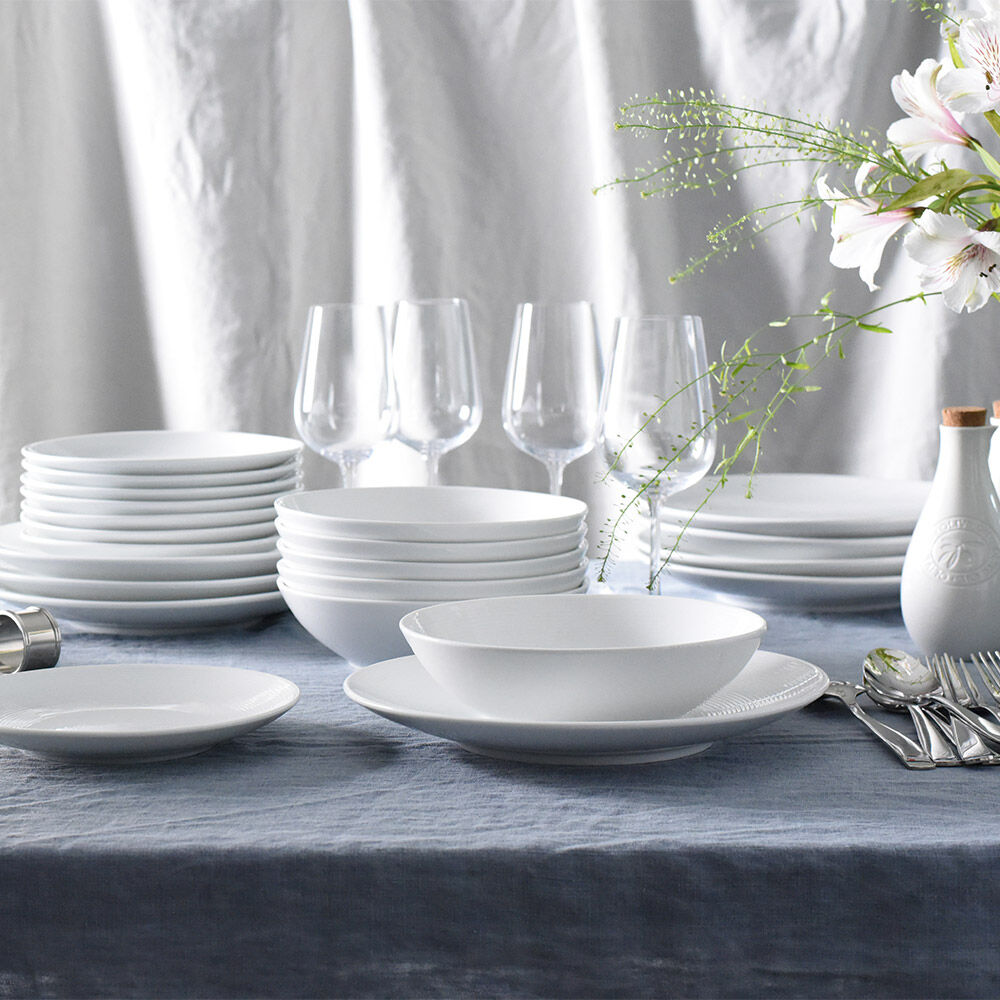 Antibes Porcelain Dinner Set with Pasta Bowls Two x 12 Piece - 8 Settings