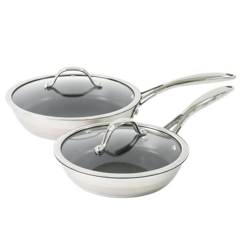 Professional Stainless Steel Frying Pan with Lid Set