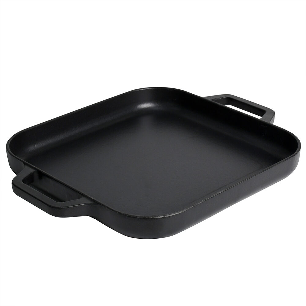 Cast Iron Flat Square Griddle 26x26cm Matte Black All Cast Iron Cookware From Procook 