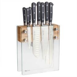 Professional X50 Chef Knife Set - 8 Piece and Magnetic Glass Block