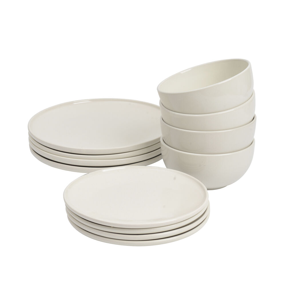 Copenhagen Stoneware Dinner Set 12 Piece 4 Setting with Pasta Bowl