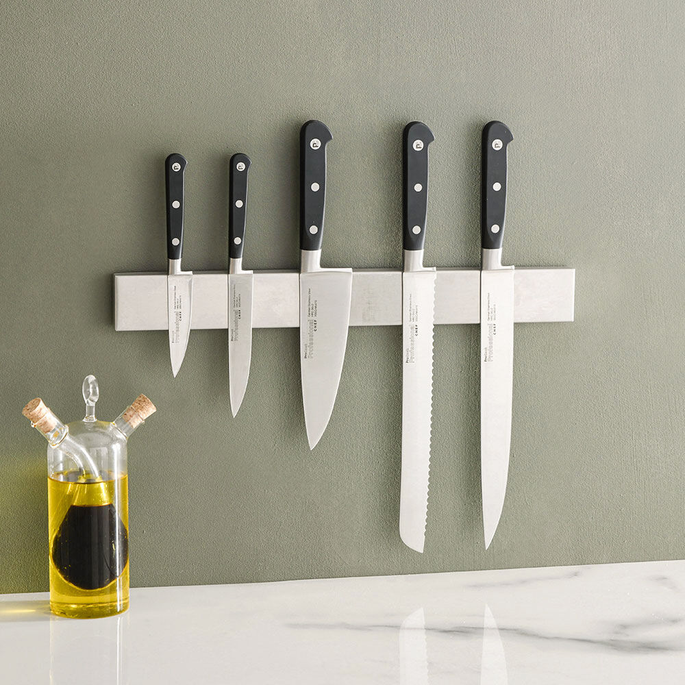 Professional X50 Chef Knife Set 5 Piece and Magnetic Stainless Steel Knife Rack