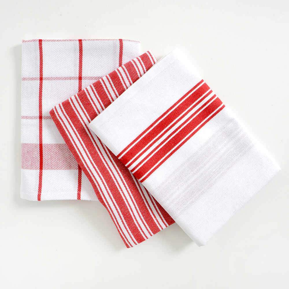 ProCook Tea Towel 3 Piece Set Red and White