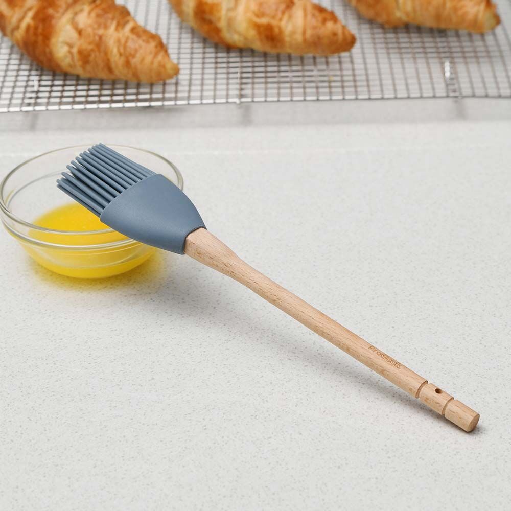 ProCook Silicone Wood Pastry Brush Blue