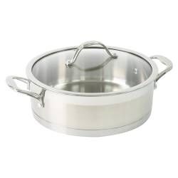 Professional Stainless Steel Shallow Casserole & Lid - 24cm / 3.6L