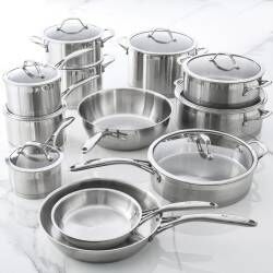 Professional Stainless Steel Cookware Set - Uncoated 12 Piece