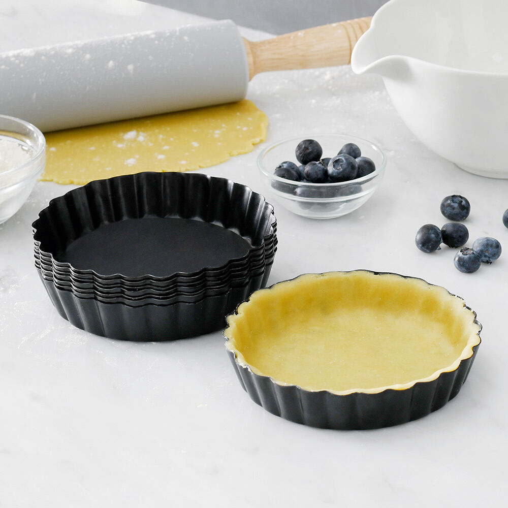 Thick Silicone Pack of 2 Big Round Cake Pie Tart Black and Blue Silicone Mold Pans 