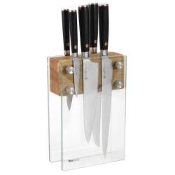 Main image for image of Damascus 67 Knife Set 5 Piece and Magnetic Glass Block