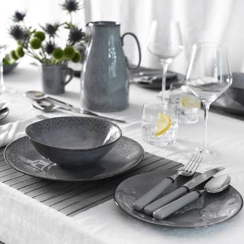 Malmo Charcoal Mixed Dinner Set with Cereal Bowls