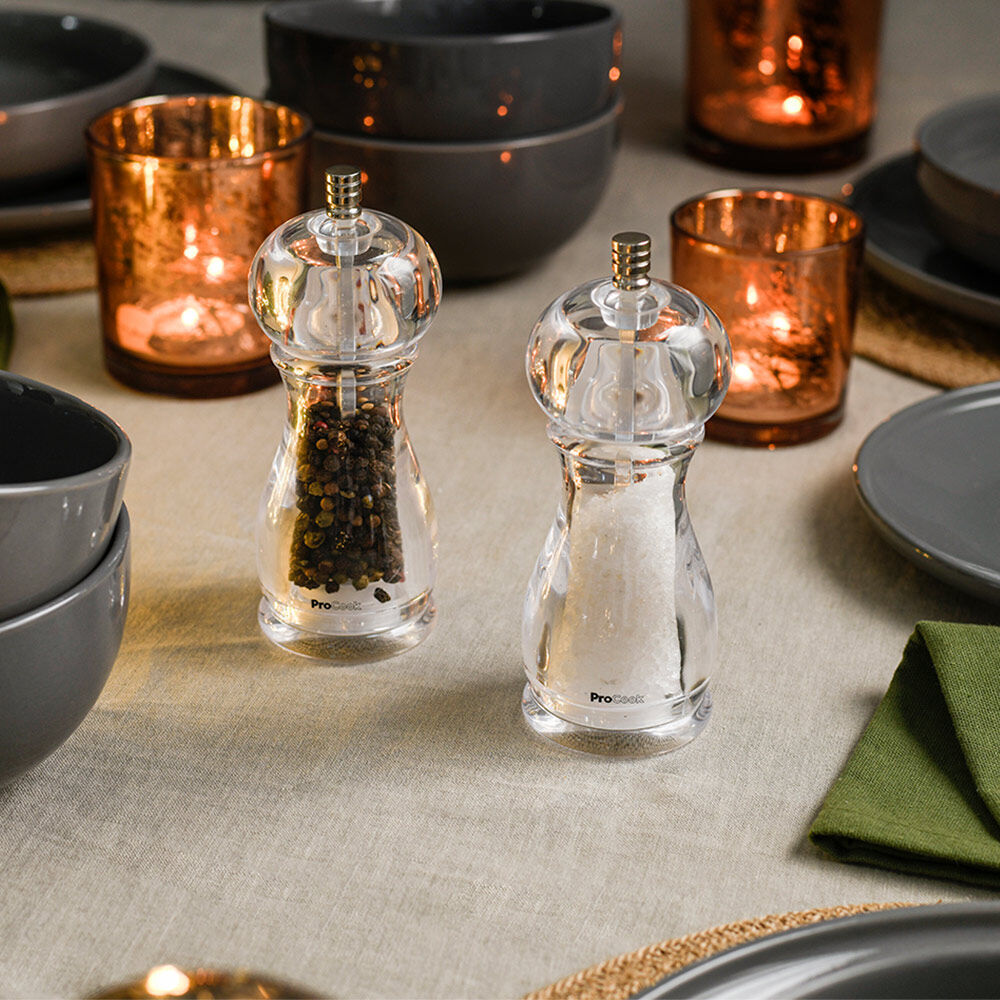 Acrylic Salt or Pepper Mill Set 15cm Salt and Pepper Grinders from