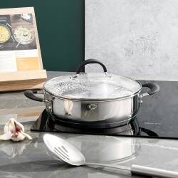 Secondary image for image of Gourmet Stainless Steel Shallow Casserole Dish & Lid 24cm / 3.2L