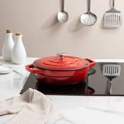 Main image for image of Cast Iron Casserole Dish 24cm / 2.5L Shallow Graduated Red