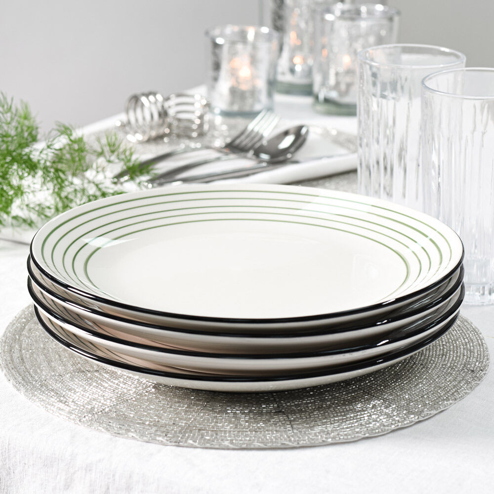 Coastal Stoneware Green Dinner Plate Set of 4 - 26.5cm