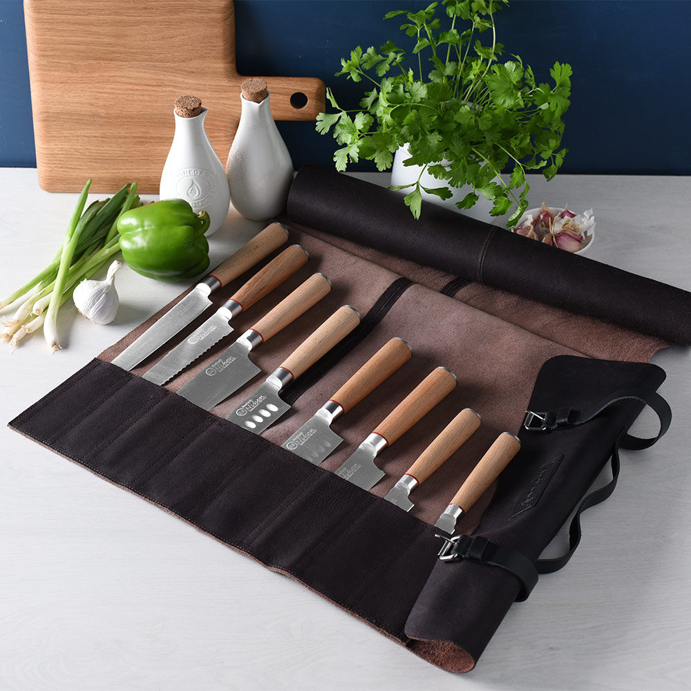 Nihon X50 Knife Set 8 Piece and Leather Knife Case