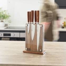 Secondary image for image of Nihon X50 Knife Set 5 Piece and Magnetic Glass Block