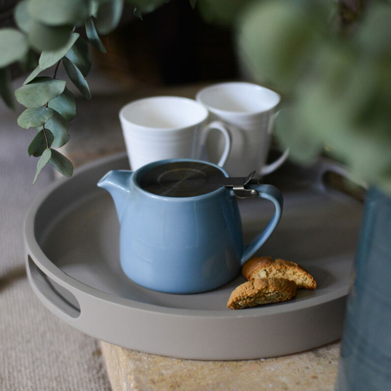Cookut France Ceramic Loose Tea Teapot Light Blue Silicone Lid