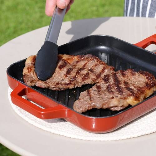Cast Iron Square Griddle 24cm Graduated Red | All Cast Iron Cookware