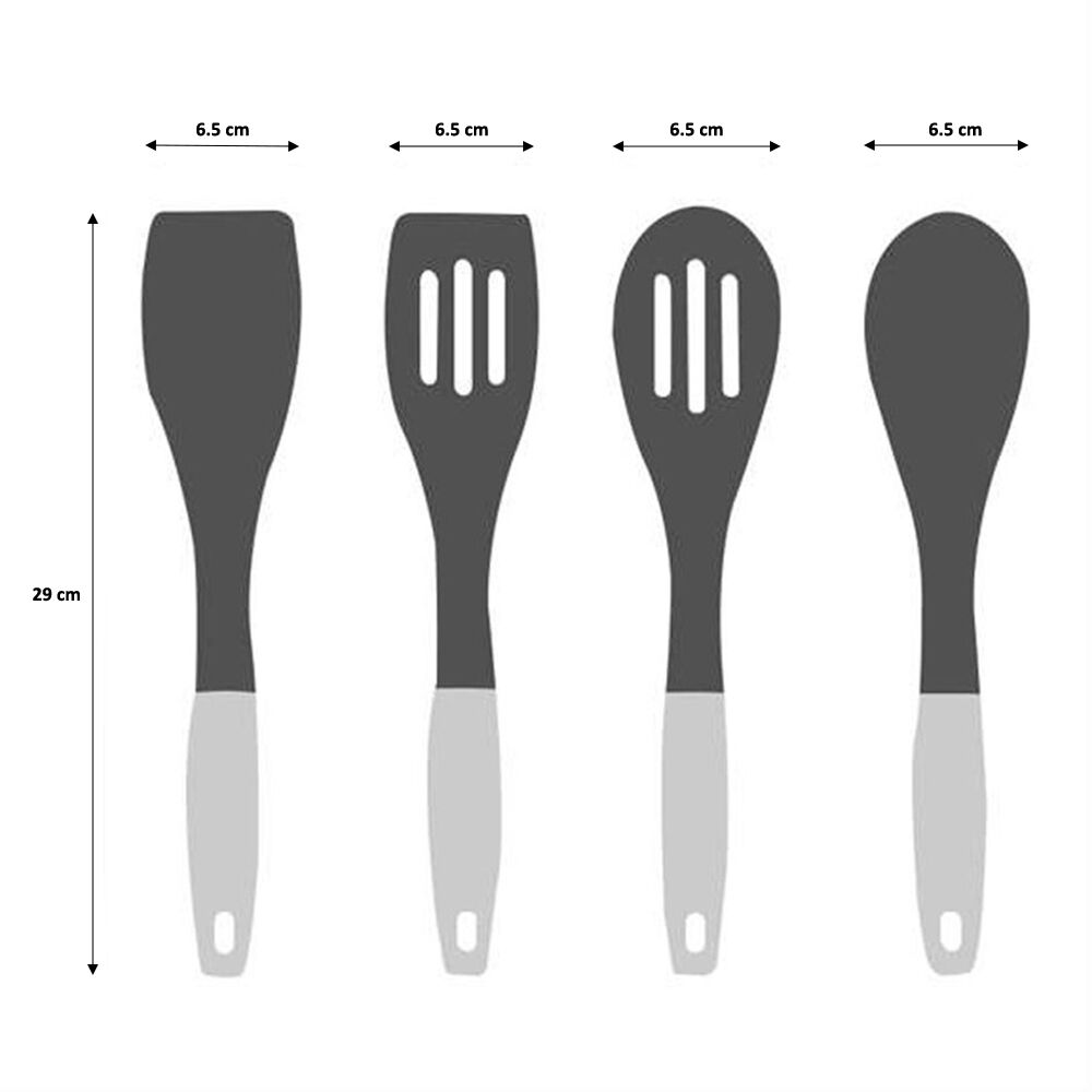 Designpro Silicone Utensil Set with Granite Holder 7 Piece Grey