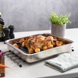 Main image for image of Stainless Steel Roasting Tin with Flat Large Rack 32cm x 43cm