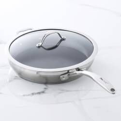 Professional Stainless Steel Frying Pan with Lid - 30cm