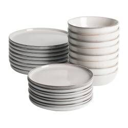 Oslo Rim Stoneware Dinner Set with Pasta Bowls - Two x 12 Piece - 8 Settings