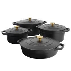 Cast Iron Casserole Set 4 Piece Matte Black | Cast Iron from ProCook