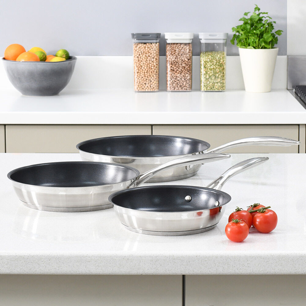 Professional Stainless Steel Frying Pan Set 3 Piece