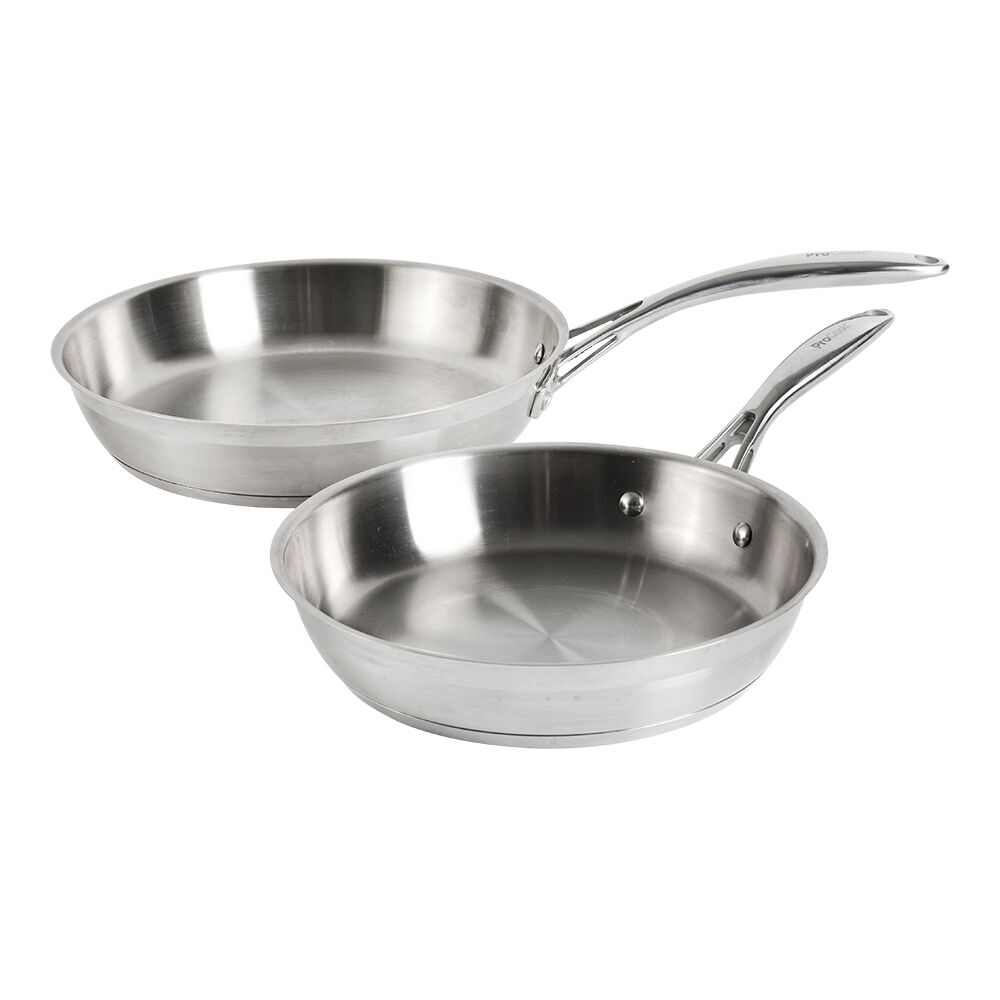 Professional Stainless Steel Frying Pan Set Uncoated 24 and 28cm Uncoated Stainless Steel Frying Pan