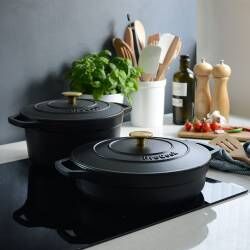 Secondary image for image of Cast Iron Casserole Dish Set 24cm and 28cm Matte Black