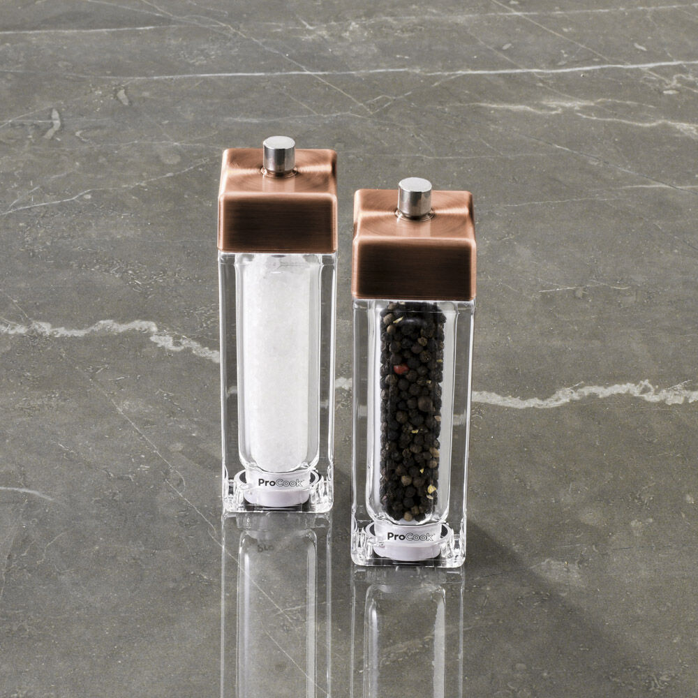 Copper Salt or Pepper Mill Set 15cm Salt and Pepper Grinders from ProCook