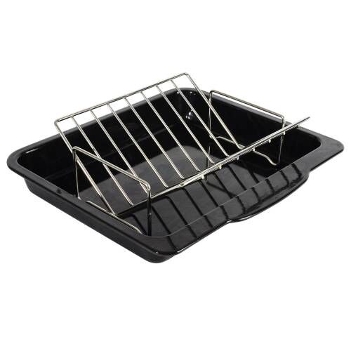 ProCook Heavy Gauge Enamel Roasting Tin with Small V-Shape Rack