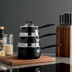 Secondary image for image of Gourmet Ceramic Non-Stick Saucepan Set 3 Piece