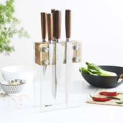 Secondary image for image of Nihon X50 Knife Set 5 Piece and Magnetic Glass Block