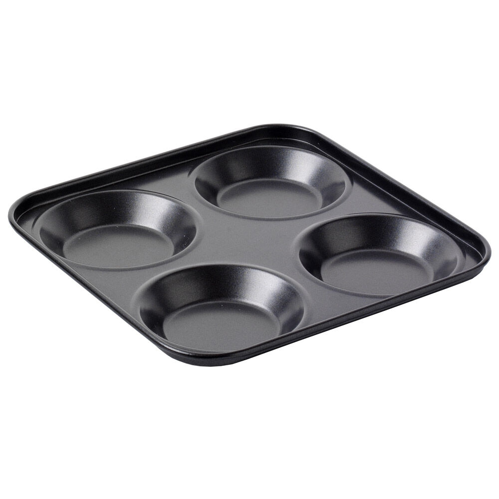 2 x NON STICK YORKSHIRE PUDDING TRAY 4 CUP TIN Black 