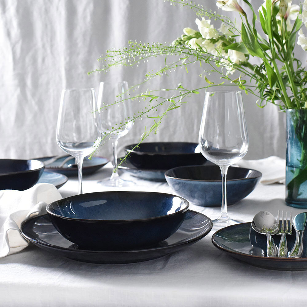 Vaasa Stoneware Dinner Set with Pasta Bowls Two x 12 Piece - 8 Settings