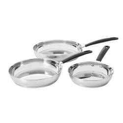 Secondary image for image of Gourmet Stainless Steel Frying Pan Set Uncoated 3 Piece