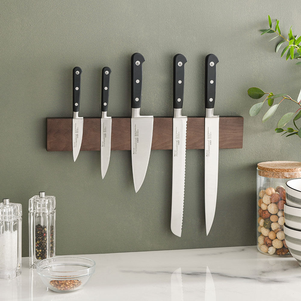 Professional X50 Chef Knife Set 5 Piece and Magnetic Ash Knife Rack
