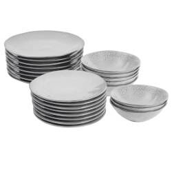 Malmo Dove Grey Mixed Dinner Set with Cereal Bowls - Two x 12 Piece - 8 Settings