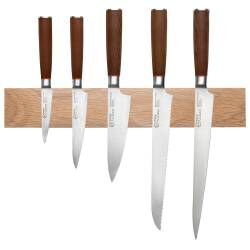 Nihon X50 Knife Set - 5 Piece and Magnetic Oak Knife Rack